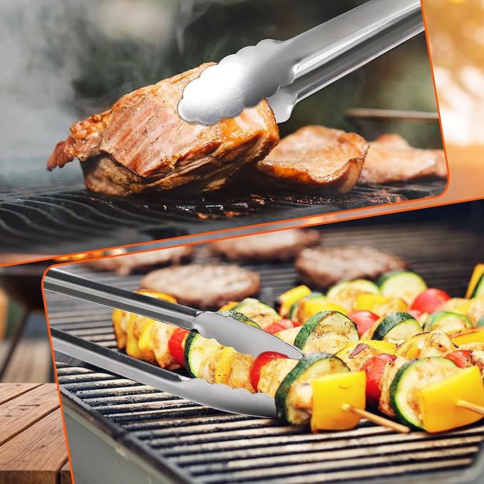 Grill Tongs, 17 Inch Extra Long Stainless Steel BBQ Tongs (17", 1PC)