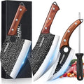MDHAND Butcher Knife Set, Hand Forged Serbian Chef Knife Set Gift for Men