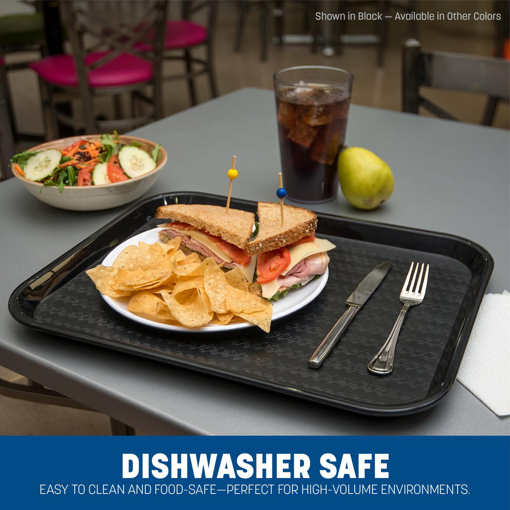Carlisle FoodService Products Café Cafeteria Tray, Fast Food Tray for Restaurant or Commercial Use, 14" x 18", 12 Count, Black