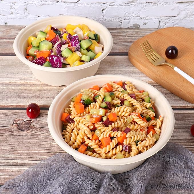 JAYEEY 30 oz Disposable bowls with lids food storage Plant Fibers 50 Pack