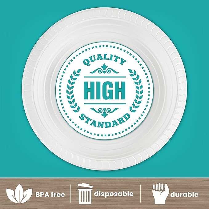 PLASTICPRO 6'' inch Round Plastic Plates Microwaveable 400 Count