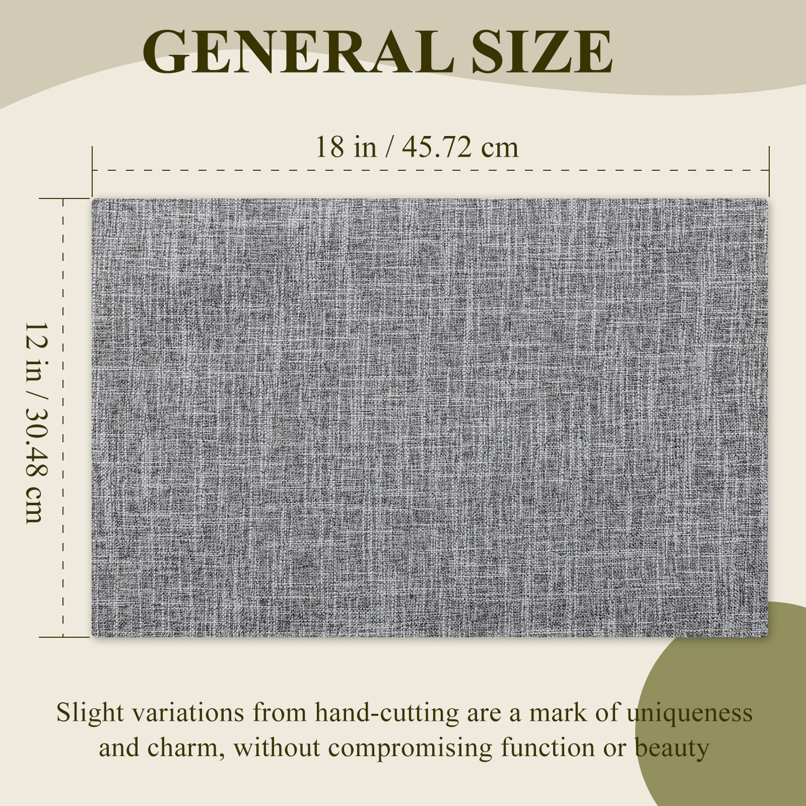 KXN Placemats Set of 4, Dual-Layer Thickened Faux Linen Table Mats, Heat Resistant & Wrinkle-Free, Machine Washable Cloth Place Mats for Kitchen Dining Indoor Outdoor (Light Gray)