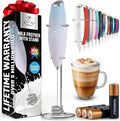 Zulay Kitchen Powerful Milk Frother Wand With Duracell Batteries - Ultra Fast Handheld Drink Mixer - Electric Whisk Foam Maker for Coffee, Lattes, Cappuccino & Matcha - Triple Whisk - Pale Cloud
