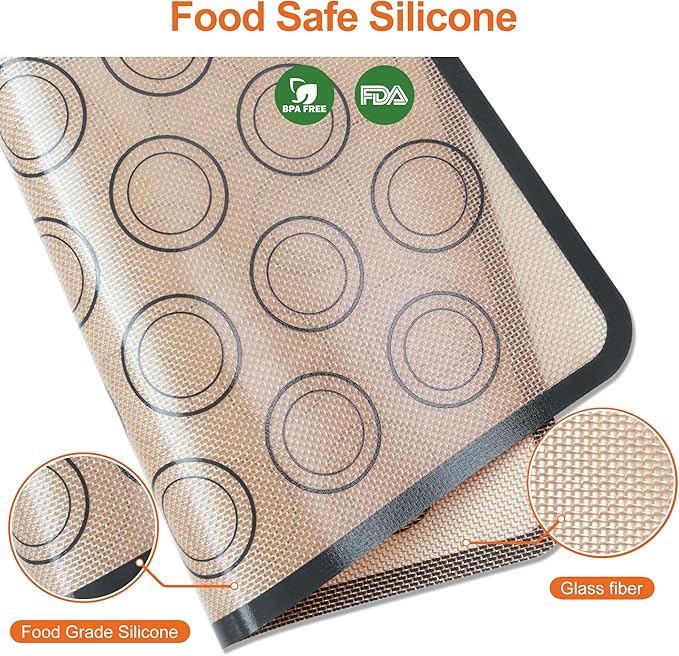 HOOMIL Macaron Silicone Baking Mats, 15 x 10 Inch, 2 Pack, Nonstick