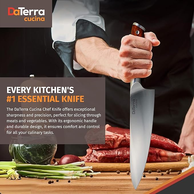 DaTerra Cucina - 8'' German Steel Chef Knife with Ergonomic Rosewood Handle