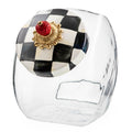 MACKENZIE-CHILDS Glass Cookie Jar with Lid, Black-and-White Courtly Check