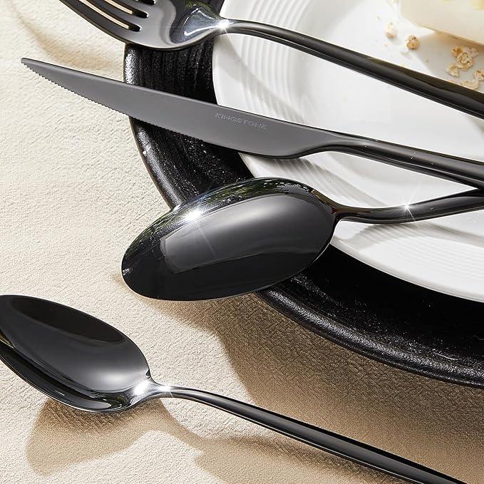 18/10 Silverware Set for 8, 40 Piece Black Stainless Steel Flatware Cutlery