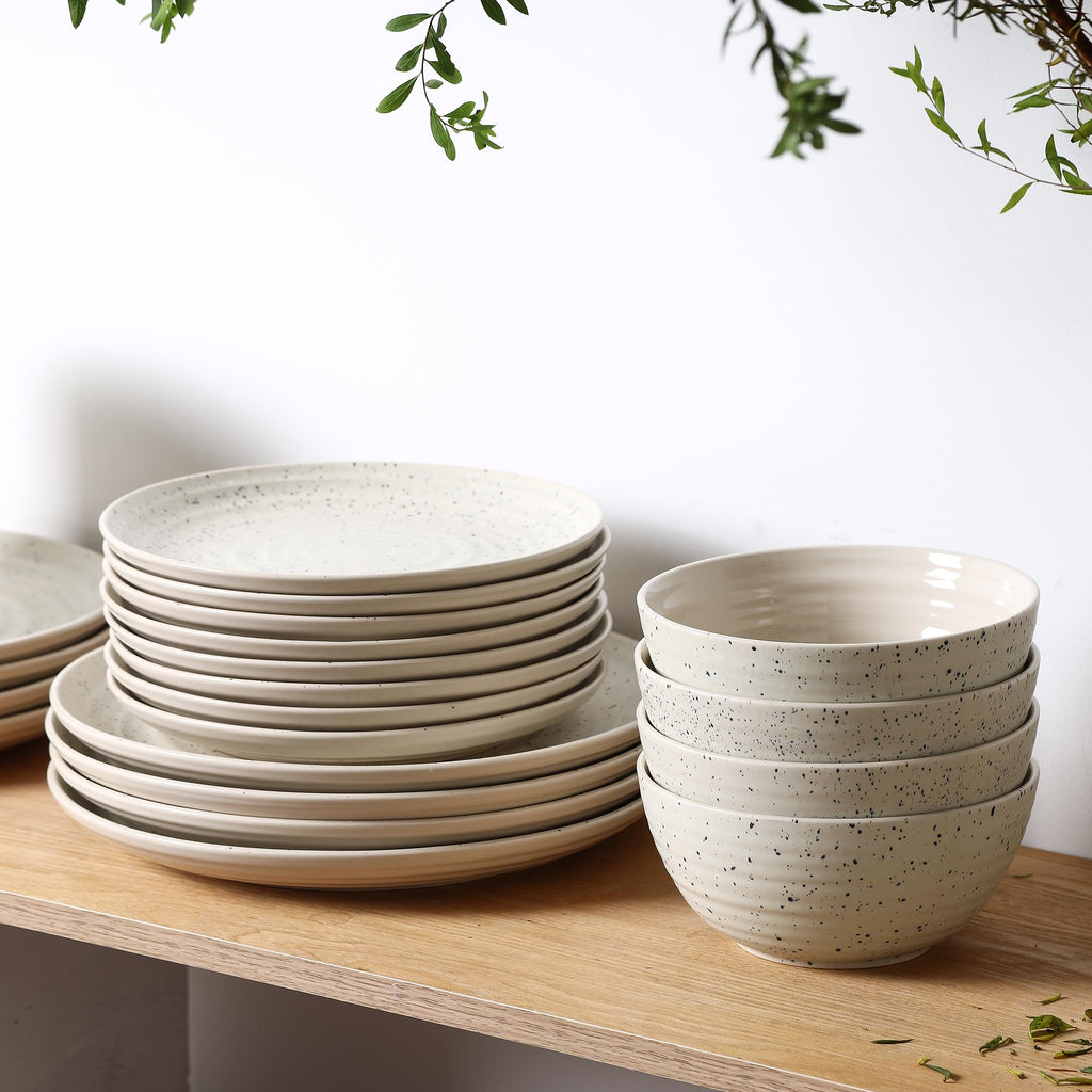 Stone Lain Dua 4-Piece Dinner Plate Set Stoneware, White