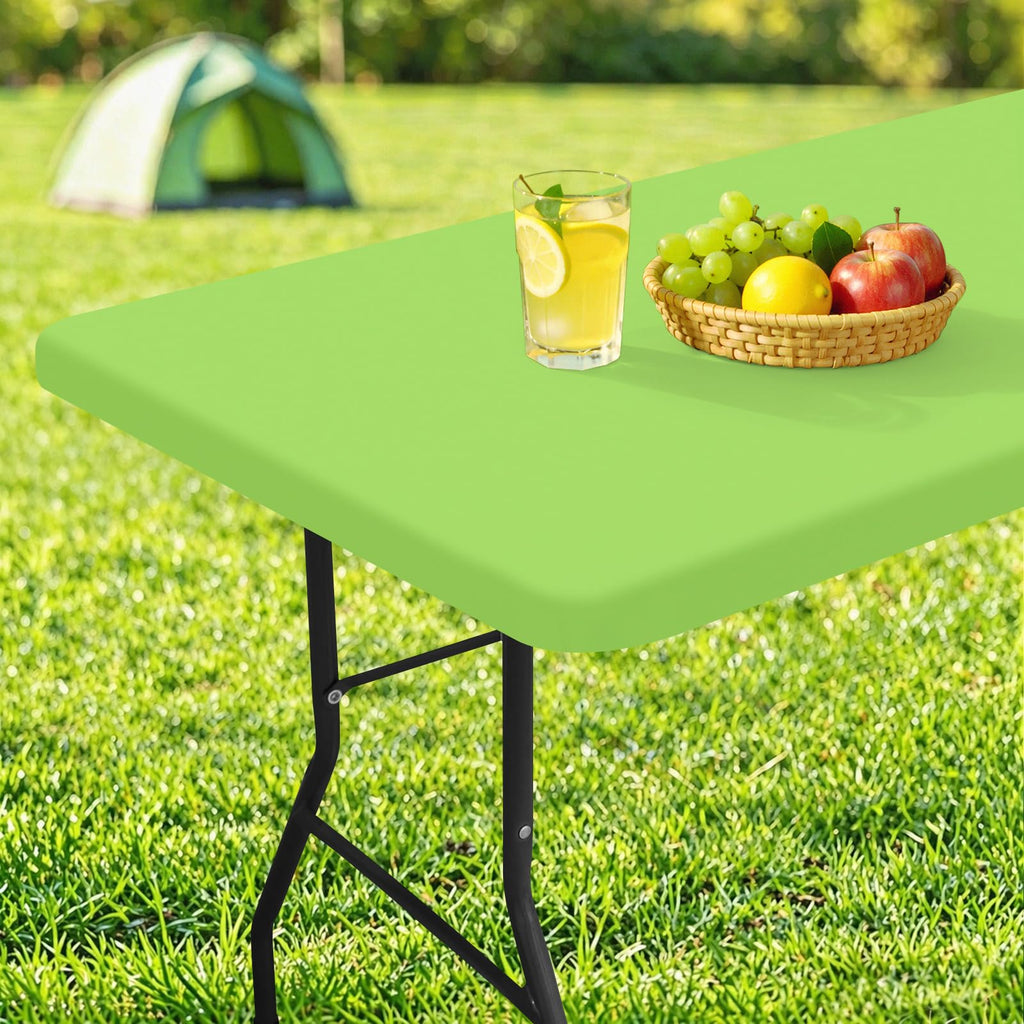 homing Rectangle Table Cloth Cover, Water-Resistant Polyester Elastic Fitted Tablecloth, Fits for 5 Foot Folding Tables, Washable Table Protector for Picnic, Camping, Outdoor (Lime Green, 30" x 60")