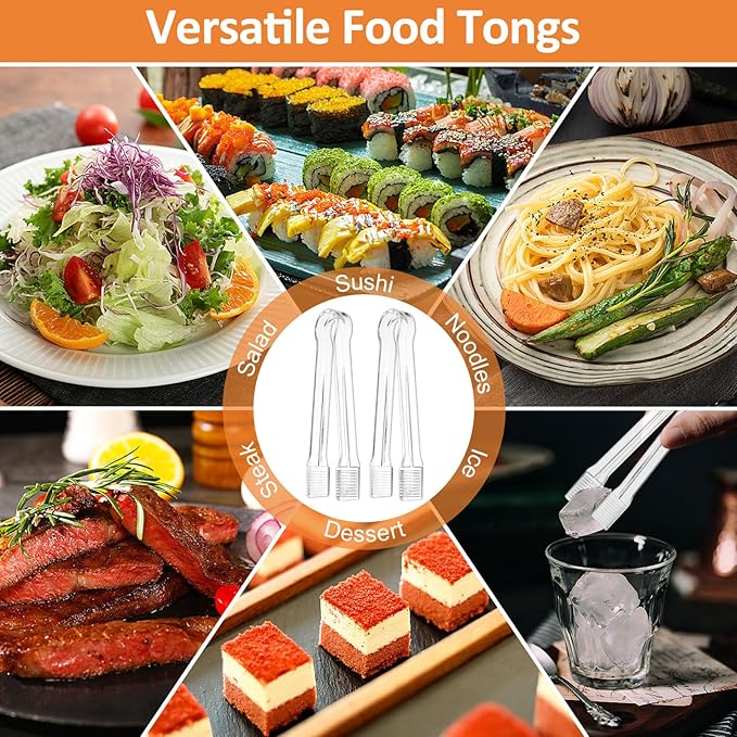PEASUG 20 PCS Plastic Serving Tongs, Disposable Plastic Tongs
