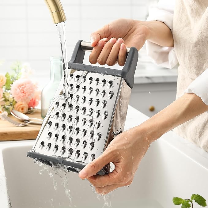 Spring Chef Stainless Steel XL Cheese Grater for Kitchen, Gray