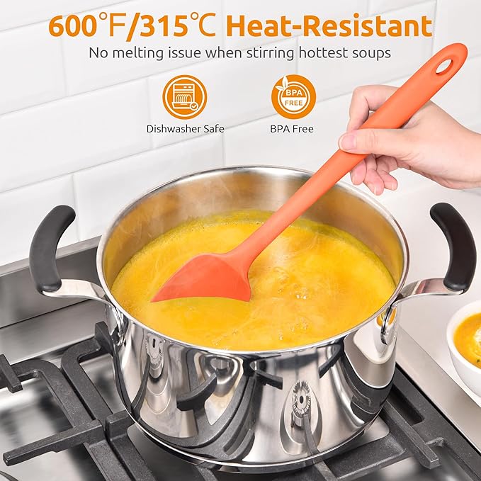 U-Taste 14" Long Silicone Spoonula, 600°F High Temp Spoon Spatula, Orange