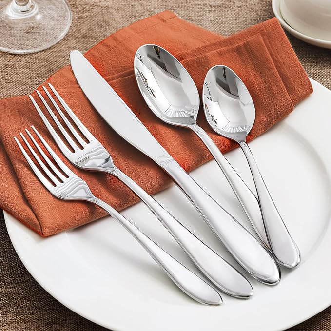KINGSTONE 40-Piece Silverware Set for 8,18/10 Stainless Steel