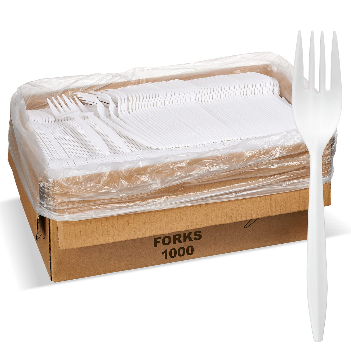 1,000 Plastic Disposable Cutlery Bulk Variety Pack Black Medium Weight