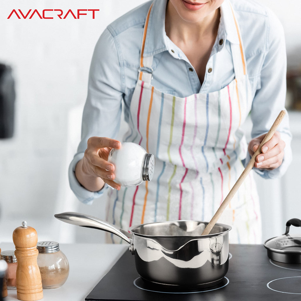AVACRAFT 1.5 Quart Stainless Steel Saucepan with Glass Strainer Lid