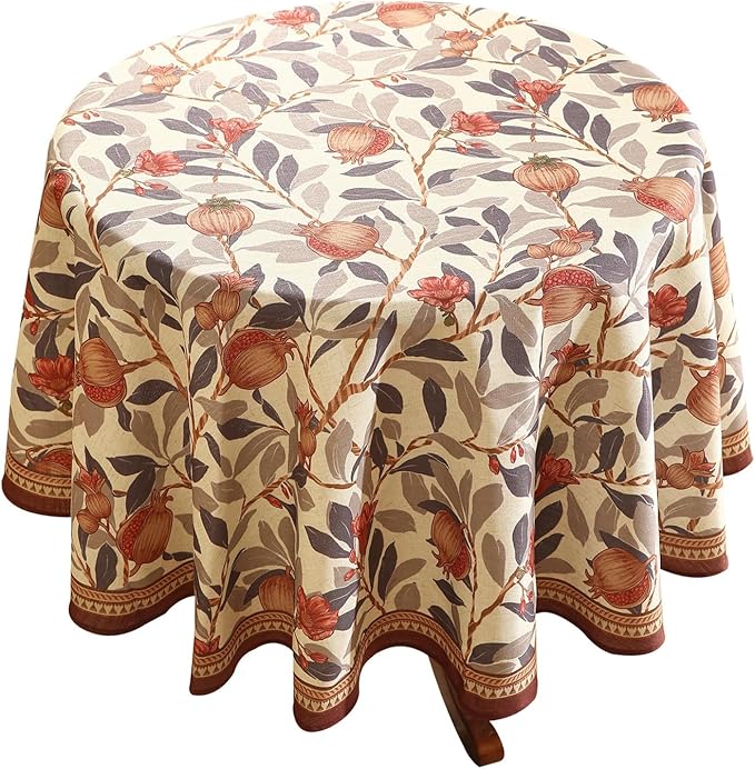 patdrea Vintage French Linen Tablecloth,Round,Diameter 55"