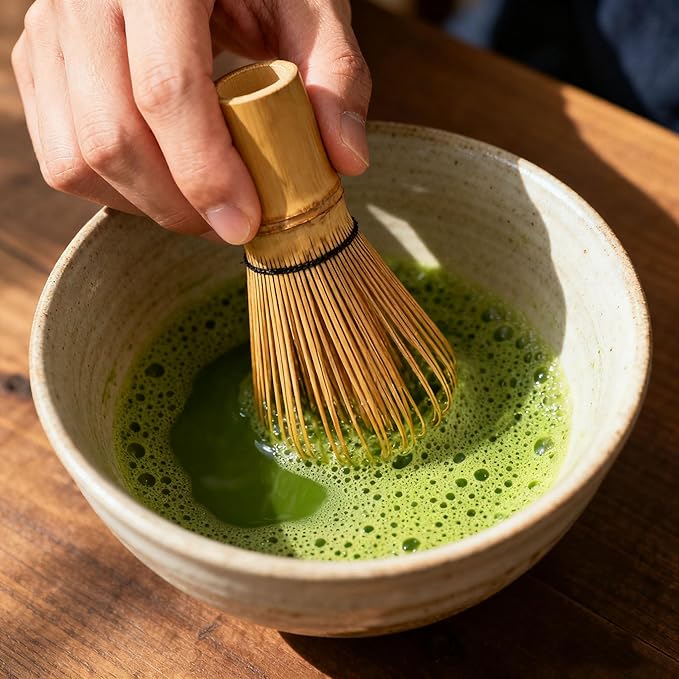 ECOLEMON Matcha Whisk (1-Piece), Golden Bamboo Whisk for Matcha Tea, Chasen, 100-Prong Bamboo Matcha Wisk Mixer Frother Brush for Making Macha Ceremonial Grade