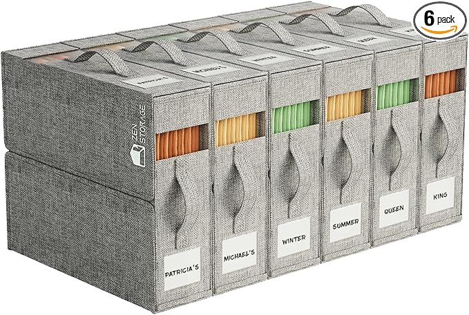 ZenStorage Sheet Organizers and Storage for Linen Closet, 6Pack Grey