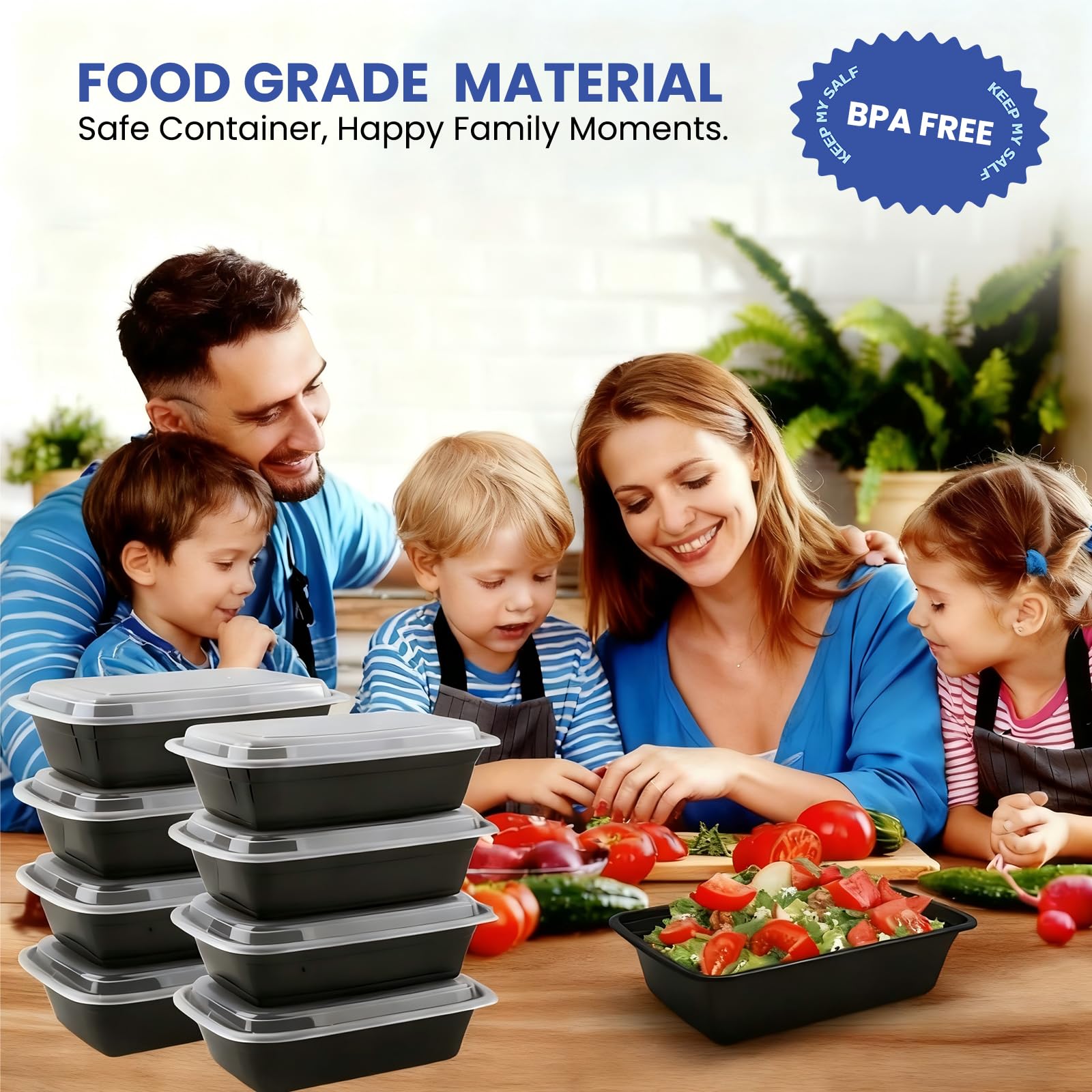 Eco Maicoco 38 oz Meal Prep Containers 15 Pack, BPA Free Disposable Food Leftover Storage Containers with Lids Reusable Stackable, Microwave/Dishwasher/Freezer Safe To Go Food Containers