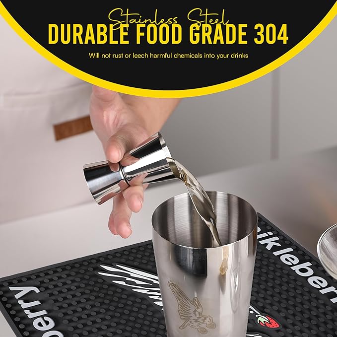 Nikleberry Premium 18-Piece Bartender Kit - Mixology Cocktail Shaker Set with Modern Bamboo Stand, Weighted Boston Shaker, Bar Mat & Recipe Book | 304 Stainless Steel Home Bar Accessories