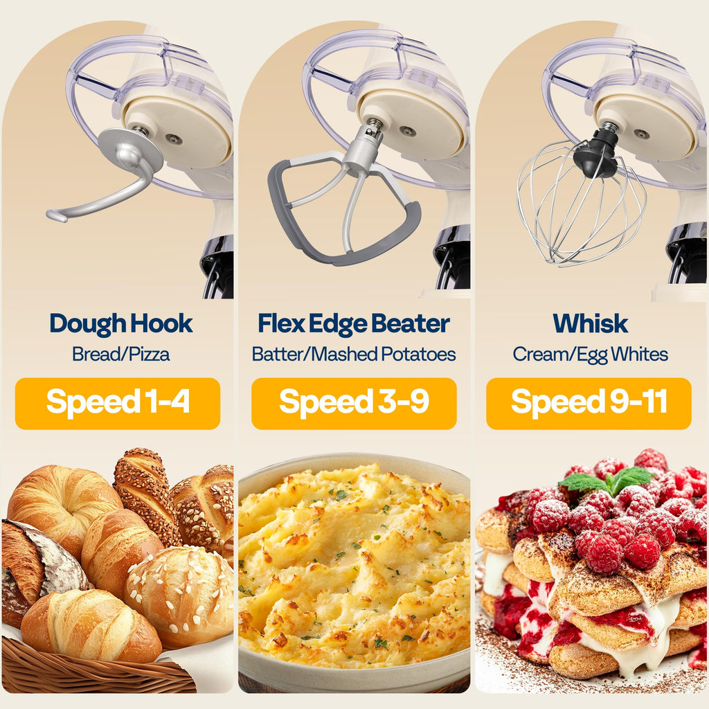 VIVOHOME Stand Mixer with Dough Proofing, 6-Quart Tilt-Head Mixer, White
