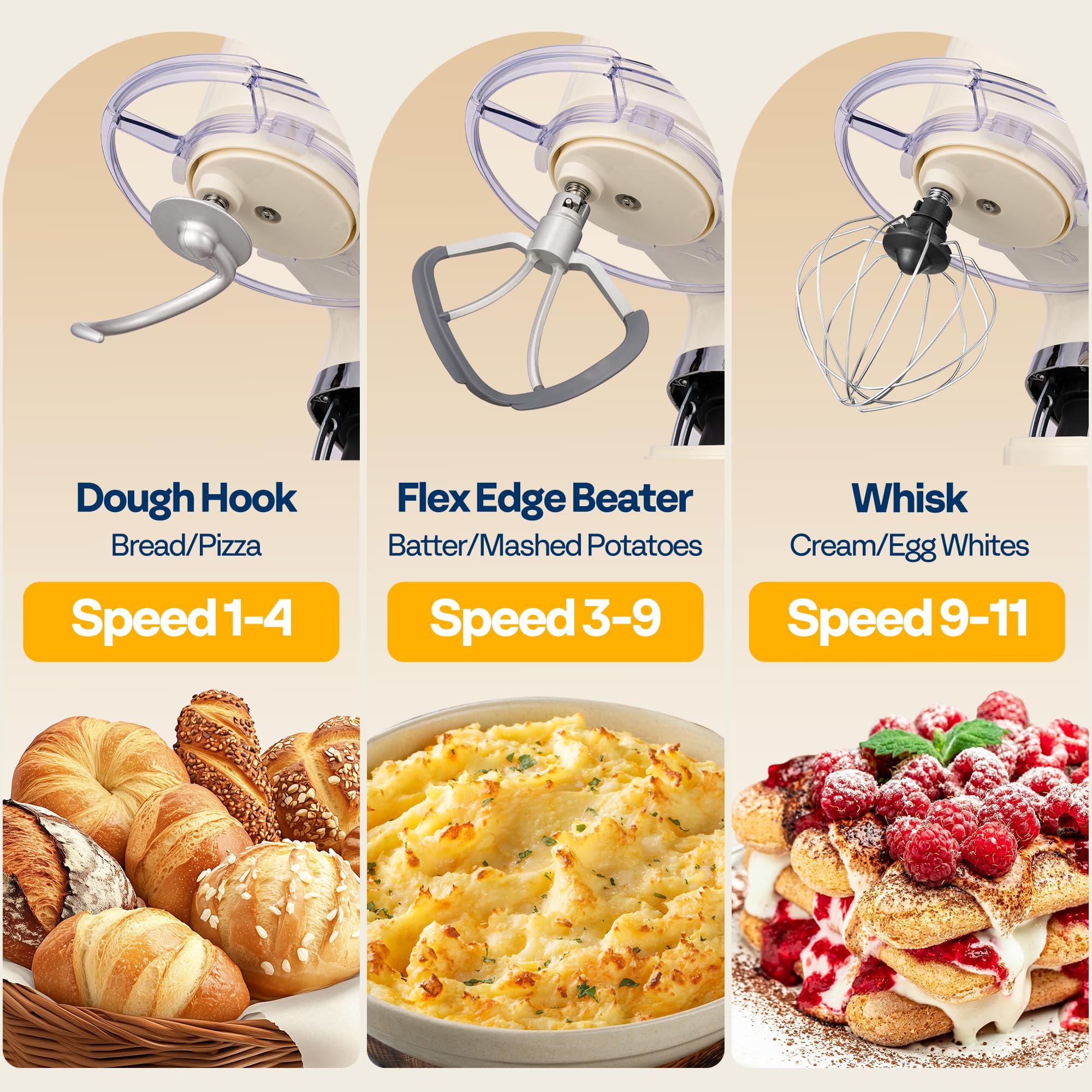 VIVOHOME Stand Mixer with Dough Proofing, 6-Quart Tilt-Head Mixer, White