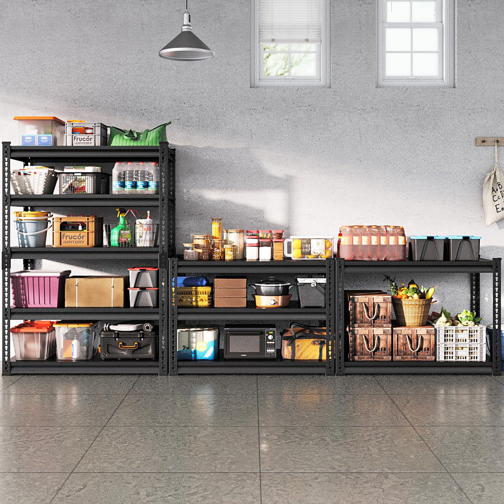 SUPPNEED Metal Storage Garage Shelving: 48'' Wide 2,500Lbs Freestanding Utility Shelves, Adjustable Heavy Duty Rack Units 5 Tier Black 48" W x 18" D x 78" H