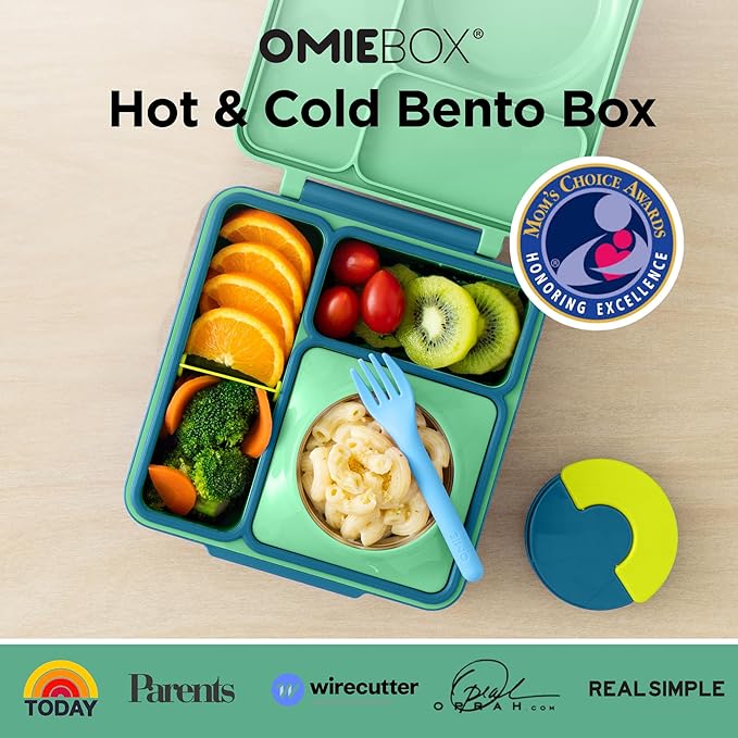 Omie OmieBox Kids Insulated Leakproof Bento Lunch Box with Food Jar (Meadow)