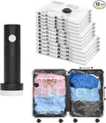 Vacuum Seal Bags for Clothing Travel and Home Storage, Travel Vacuum Bags with Electric Pump, Space Saver Compression Packing Cubes for Luggage Suitcase Bedding Blankets Clothes, 12 Combo
