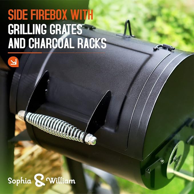 Sophia & William Charcoal Grill with Offset Smoker 512 Square Inches