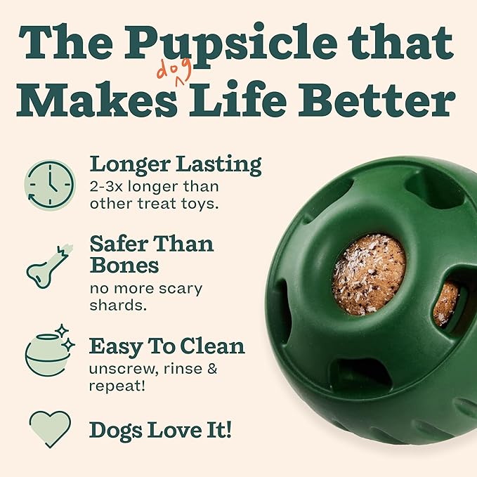 WOOF Pupsicle Dog Treat Toy with Silicone Treat Tray for Dogs 25-75 lbs