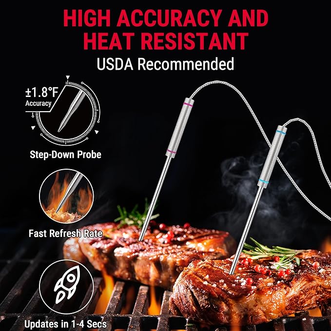 TempPro TempSync 1000FT Wireless Meat Thermometer for Grilling and Smoking