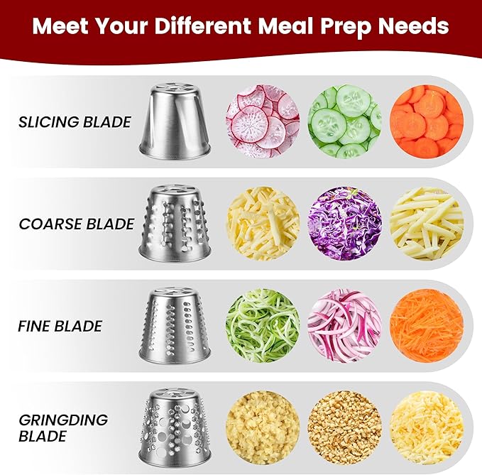 Stainless Steel Slicer Shredder Attachment for KitchenAid Mixers, Dishwasher Safe Cheese Grater Attachment, Food Slicer & Vegetable Shreder Accessory with 4 Blades
