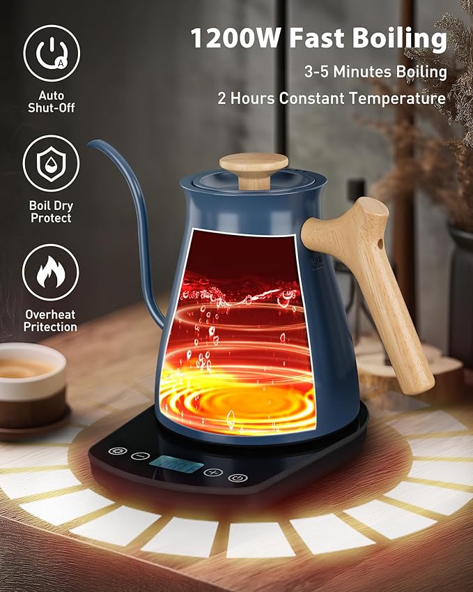 Harriet Gooseneck Electric Kettle, 0.8L, 1°F Control, Brew Timer