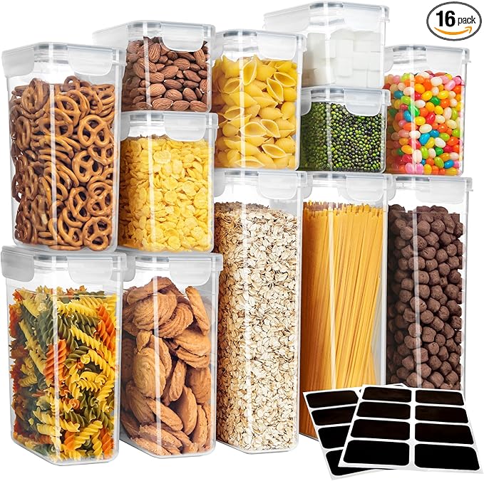 MR.SIGA 16 Pack Airtight Food Storage Container Set for Pantry Organization