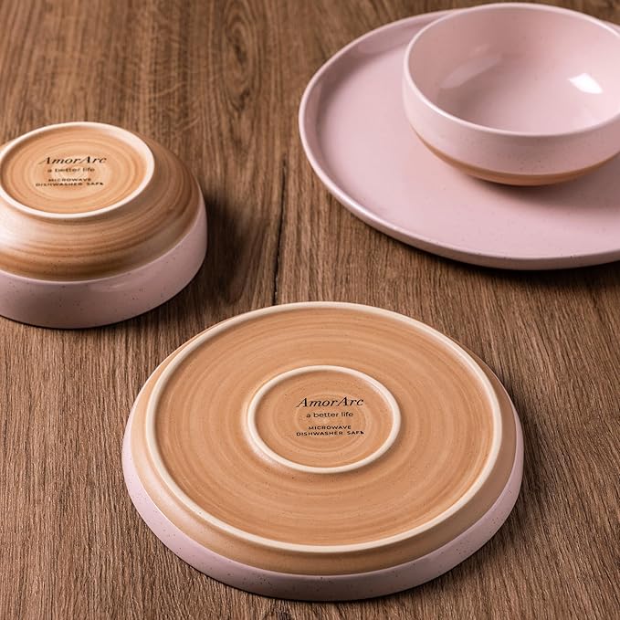 AmorArc Dinnerware Sets for 4, 12 Pieces Ceramic Plates and Bowls Set