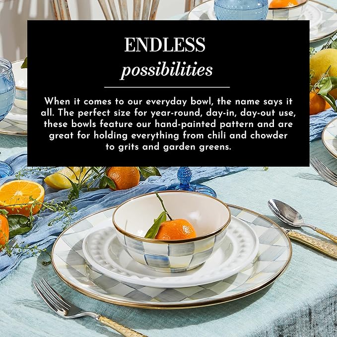 MACKENZIE-CHILDS Everyday Bowl, Extra Small, Gray-and-White Sterling Check