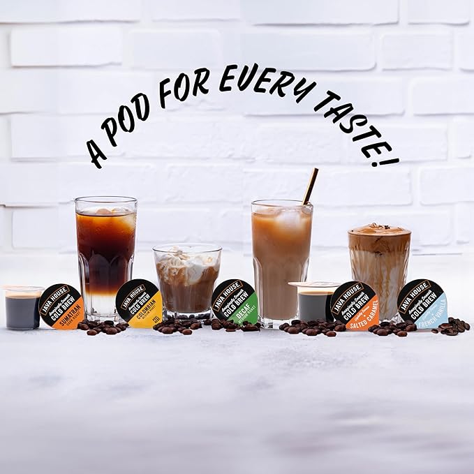 Java House Cold Brew Coffee, Sumatran Dark Roast Coffee Concentrate Liquid Pods, 6 ct
