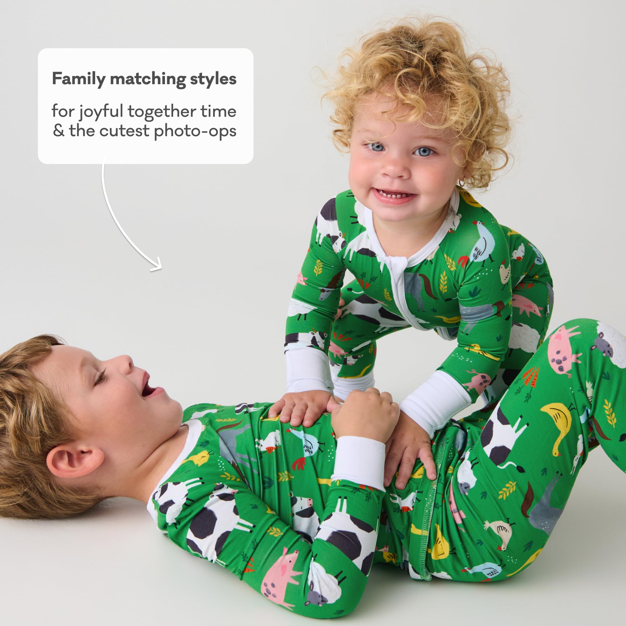 Little Sleepies Baby Pajamas, Green Farm Animals, 6-12M
