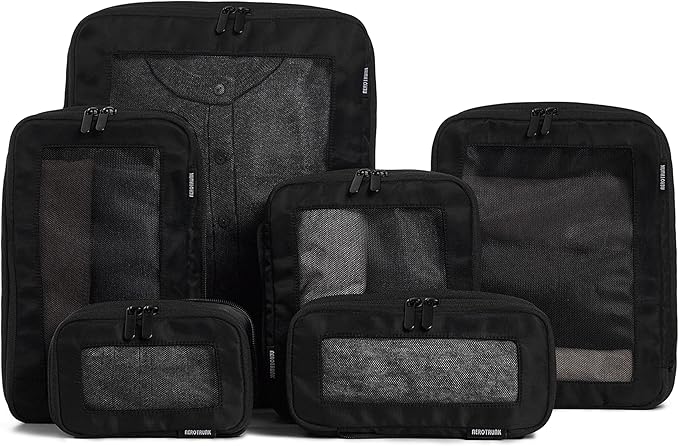 Aerotrunk Compression Packing Cubes for Travel, 6-Pack, Black