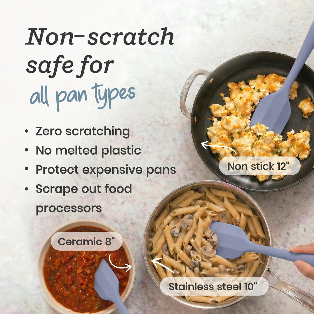 Starpack 'Scrape and Stir' Silicone Rubber Spatula Set (4-Piece) - LFGB Non Toxic, 600°F Heat Resistant, BPA-Free, One-Piece Kitchen Baking Spatulas - Dishwasher Safe for Nonstick Cookware Light Blue