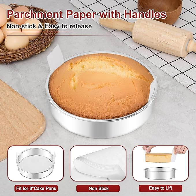 LIANYU 8 Inch Round Cake Pan, Circle Layer Cake Tin for Baking