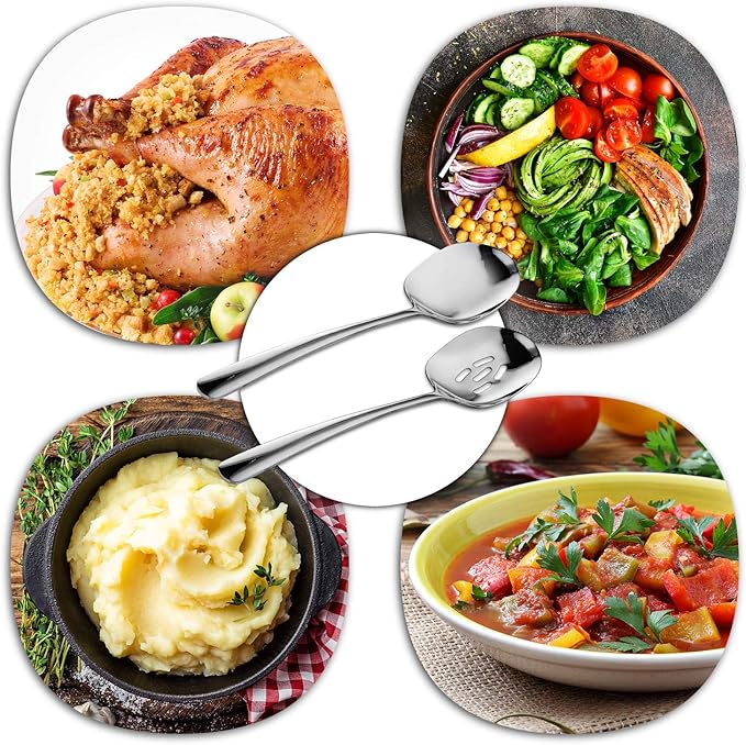 SOLEADER Extra Large Serving Spoons for Buffet,12 Inch Stainless Steel Set