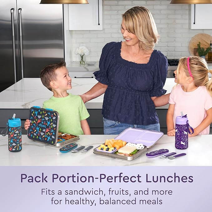 Bentgo Kids Prints Stainless Steel Leak-Resistant 3-Compartment Lunch Box