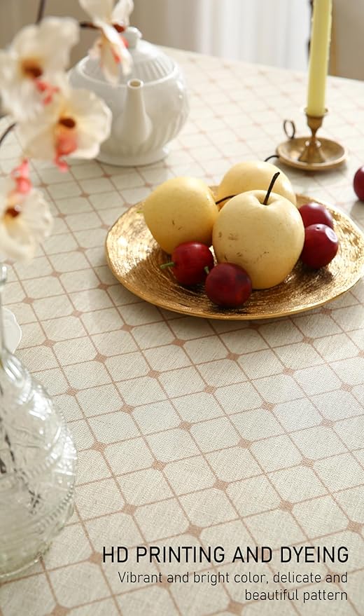 ISAENNE Designer French Linen Rectangular Tablecloth,102"x63"-Bertina E