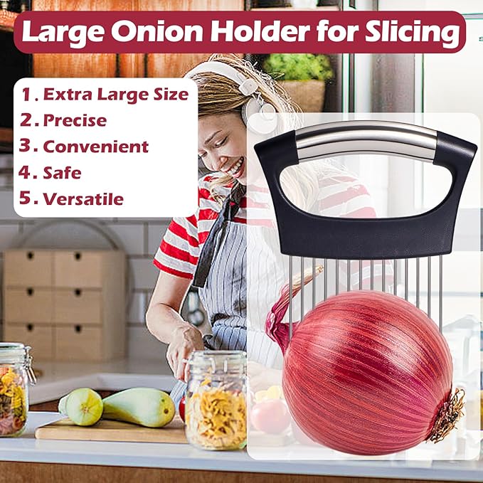 JAYVAR Extra-Large Onion Holder for Slicing, 304 Stainless Steel