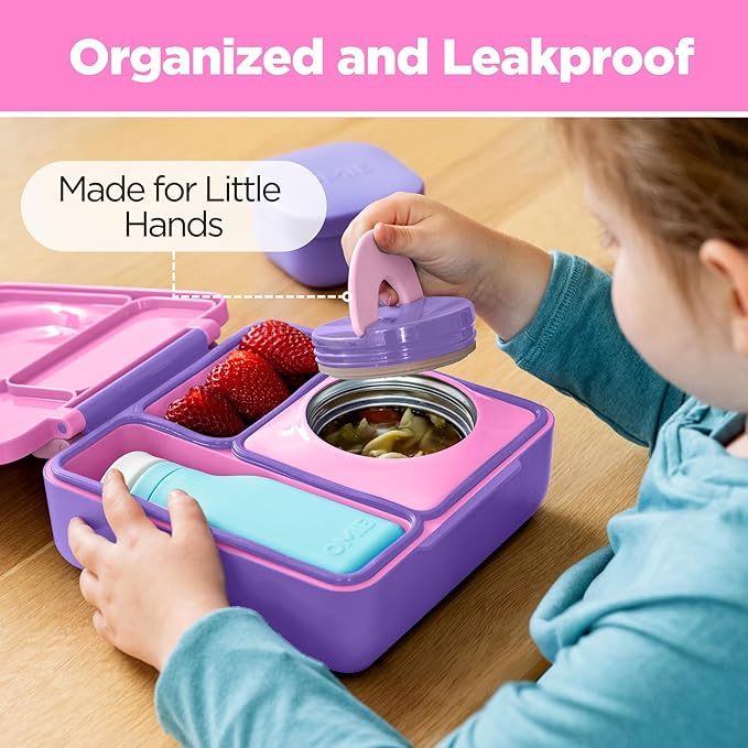 Omie OmieBox Kids Insulated Bento Box, Unicorn Pink