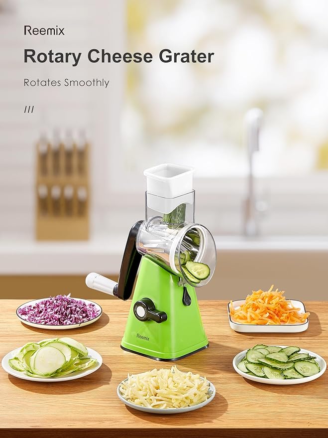 Rotary Cheese Grater with Handle, Reemix Vegetable Cheese Grater