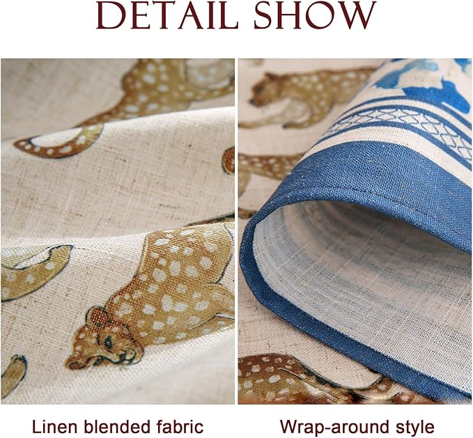 patdrea Vintage Leopard Print Linen Tablecloth,Round,Diameter 55"-from