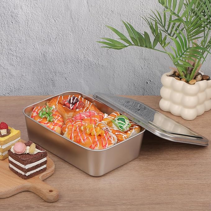 XLIUAX 3 Set Cake Pan with Lid, 13/11/9 Inch Rectangle Cake Pans Sets